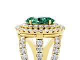 Yellow gold Double Halo Oval Cut Diamond Split Shank Pave Set Ring_5