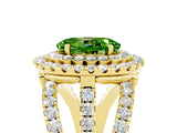Yellow gold Double Halo Oval Cut Diamond Split Shank Pave Set Ring_5