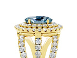 Yellow gold Double Halo Oval Cut Diamond Split Shank Pave Set Ring_5