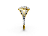 Yellow gold Double Halo Oval Cut Diamond Split Shank Ring with Four Prong Setting_36