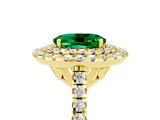 Yellow gold Double Halo Oval Cut Emerald Pavé Band with Four-Prong Setting_5