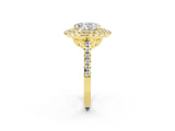 Yellow gold Double Halo Oval Cut Moissanite Pavé Band with Four-Prong Setting_2