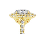 Yellow gold Double Halo Oval Cut Moissanite Pavé Band with Four-Prong Setting_5