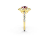 Yellow gold Double Halo Oval Cut Morganite Pavé Band with Four-Prong Setting_2