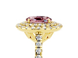 Yellow gold Double Halo Oval Cut Morganite Pavé Band with Four-Prong Setting_5