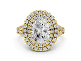 Yellow gold Double Halo Oval Cut Pave Split Shank Prong Set Ring_15