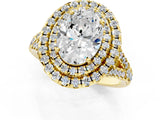 Yellow gold Double Halo Oval Cut Pave Split Shank Prong Set Ring_16