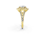 Yellow gold Double Halo Oval Cut Pave Split Shank Prong Set Ring_17