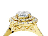 Yellow gold Double Halo Oval Cut Pave Split Shank Prong Set Ring_19