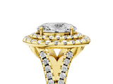 Yellow gold Double Halo Oval Cut Pave Split Shank Prong Set Ring_20