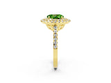 Yellow gold Double Halo Oval Cut Peridot Pavé Band with Four-Prong Setting_2