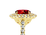 Yellow gold Double Halo Oval Cut Ruby Pavé Band with Four-Prong Setting_5