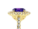 Yellow gold Double Halo Oval Cut Tanzanite Pavé Band with Four-Prong Setting_5