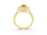 Yellow gold Double Halo Oval Cut Yellow Sapphire Pavé Band with Four-Prong Setting_27