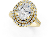 Yellow gold Double Halo Oval Diamond Pave Band with Four-Prong Setting_59