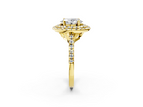 Yellow gold Double Halo Oval Diamond Pave Band with Four-Prong Setting_60