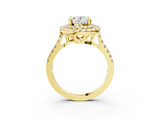 Yellow gold Double Halo Oval Diamond Pave Band with Four-Prong Setting_61