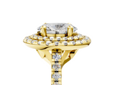 Yellow gold Double Halo Oval Diamond Pave Band with Four-Prong Setting_63