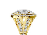 Yellow gold Double Halo Oval-Shaped Split Shank Diamond Ring with Prong Setting_20