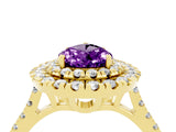Yellow gold Double Halo Pear Cut Amethyst Pavé Band with Four-Prong Setting_4