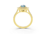 Yellow gold Double Halo Pear Cut Aquamarine Pavé Band with Four-Prong Setting_3