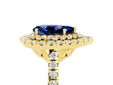 Yellow gold Double Halo Pear Cut Blue Sapphire Pavé Band with Four-Prong Setting_5