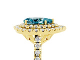 Yellow gold Double Halo Pear Cut Blue Topaz Pavé Band with Four-Prong Setting_5