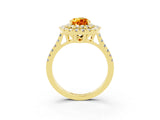 Yellow gold Double Halo Pear Cut Citrine Pavé Band with Four-Prong Setting_3