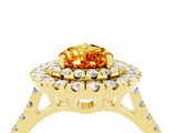 Yellow gold Double Halo Pear Cut Citrine Pavé Band with Four-Prong Setting_4