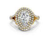 Yellow gold Double Halo Pear Cut Diamond Split Shank Engagement Ring with Four-Prong Setting_7