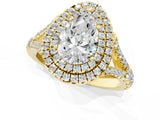 Yellow gold Double Halo Pear Cut Diamond Split Shank Engagement Ring with Four-Prong Setting_8