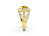 Yellow gold Double Halo Pear Cut Diamond Split Shank Pave Set Ring_2