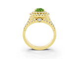 Yellow gold Double Halo Pear Cut Diamond Split Shank Pave Set Ring_3