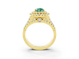Yellow gold Double Halo Pear Cut Diamond Split Shank Pave Set Ring_3