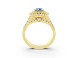 Yellow gold Double Halo Pear Cut Diamond Split Shank Pave Set Ring_3