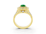 Yellow gold Double Halo Pear Cut Diamond Split Shank Pave Set Ring_3