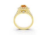 Yellow gold Double Halo Pear Cut Diamond Split Shank Pave Set Ring_3