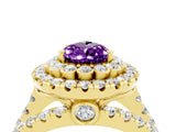 Yellow gold Double Halo Pear Cut Diamond Split Shank Pave Set Ring_4