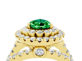 Yellow gold Double Halo Pear Cut Diamond Split Shank Pave Set Ring_4