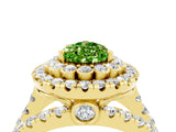 Yellow gold Double Halo Pear Cut Diamond Split Shank Pave Set Ring_4