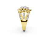 Yellow gold Double Halo Pear Cut Diamond Split Shank Pave Set Ring_5