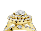 Yellow gold Double Halo Pear Cut Diamond Split Shank Pave Set Ring_7