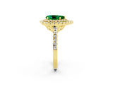 Yellow gold Double Halo Pear Cut Emerald Pavé Band with Four-Prong Setting_2