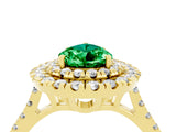 Yellow gold Double Halo Pear Cut Emerald Pavé Band with Four-Prong Setting_4