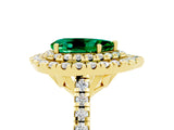 Yellow gold Double Halo Pear Cut Emerald Pavé Band with Four-Prong Setting_5