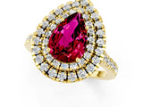 Yellow gold Double Halo Pear Cut Garnet Pavé Band with Four-Prong Setting_1