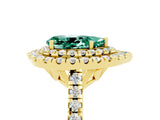 Yellow gold Double Halo Pear Cut Green Sapphire Pavé Band with Four-Prong Setting_5
