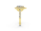 Yellow gold Double Halo Pear Cut Moissanite Pavé Band with Four-Prong Setting_2