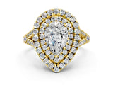Yellow gold Double Halo Pear Cut Pave Split Shank Prong Set Ring_15