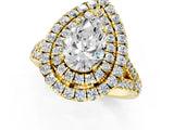 Yellow gold Double Halo Pear Cut Pave Split Shank Prong Set Ring_16